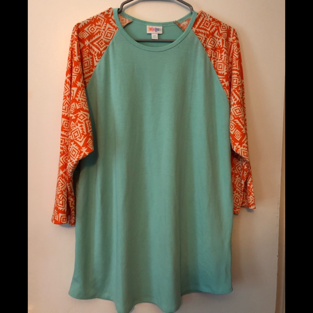 Teal and orange Aztec sleeve Randy